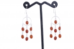 925 sterling silver ethnic Indian design red onyx bezel earrings